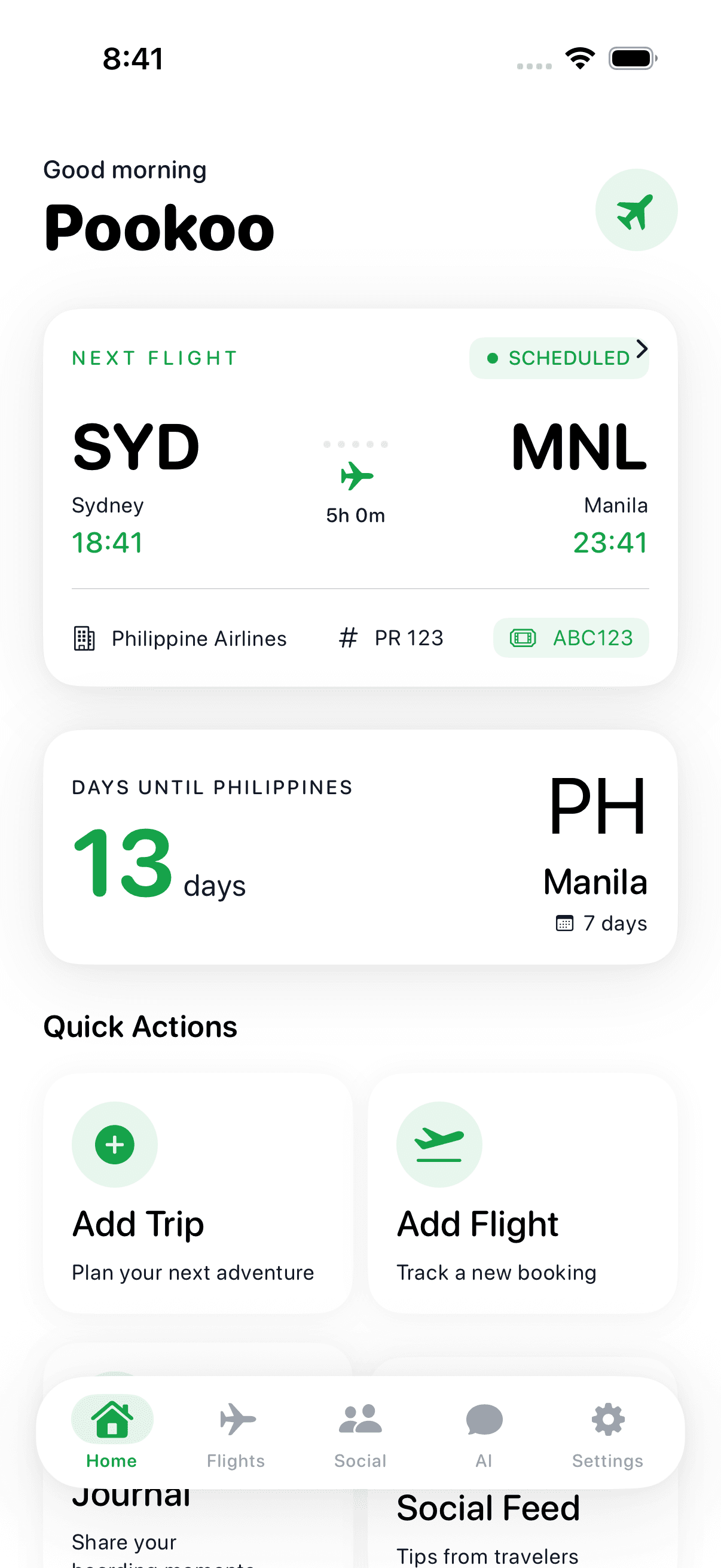 Puka iOS travel companion home screen from the reviewed local project capture.